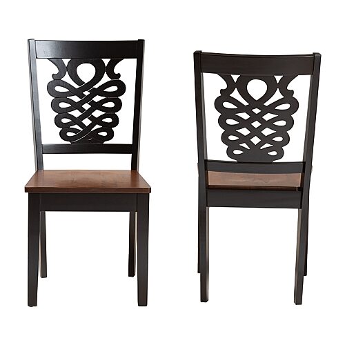 Baxton Studio Gervais Modern and Contemporary Transitional 2-Piece Two-Tone Dark and Finished Wood Dining Chair Set - Dark Brown, Walnut Brown