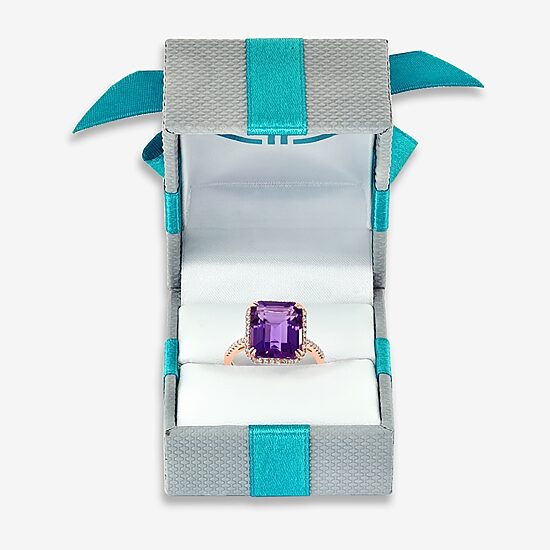 Effy Final Call Womens Diamond Accent Genuine Purple Amethyst 14K Gold Halo Cocktail Ring
