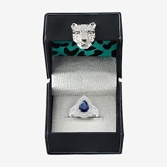 Effy Final Call Womens 1/2 CT. T.W. Diamond & Genuine Blue Sapphire 14K White Gold Pear Halo Cocktail Ring