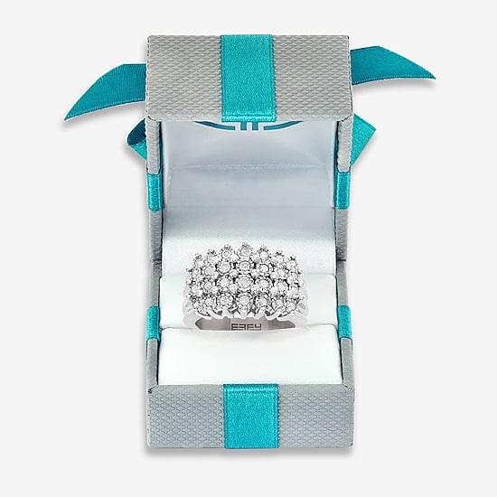 Effy Final Call Womens 3.5MM 1/2 CT. T.W. Natural Diamond Sterling Silver Cluster Band