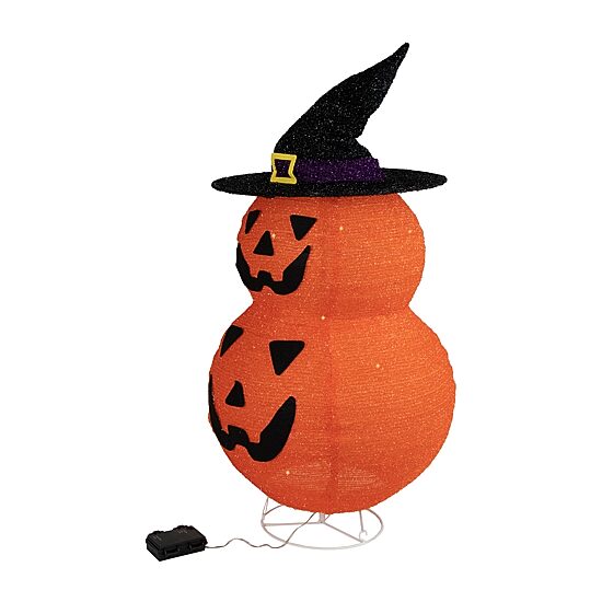 34in Jack-O-Lanterns in Witch's Hat Outdoor Halloween Decoration