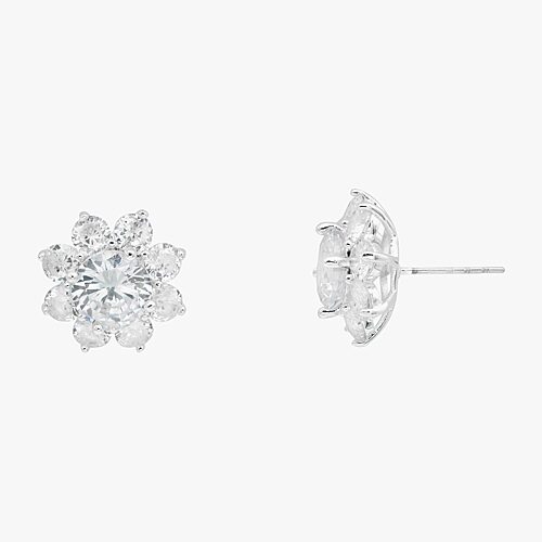 Sparkle Allure Cluster Cubic Zirconia 11mm Flower Stud Earrings, One Size
