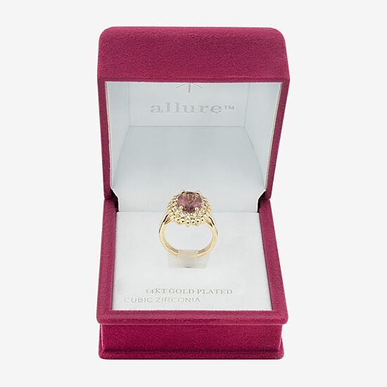 Sparkle Allure Womens Brown Crystal Pure Silver Over Brass Oval Halo Cocktail Ring