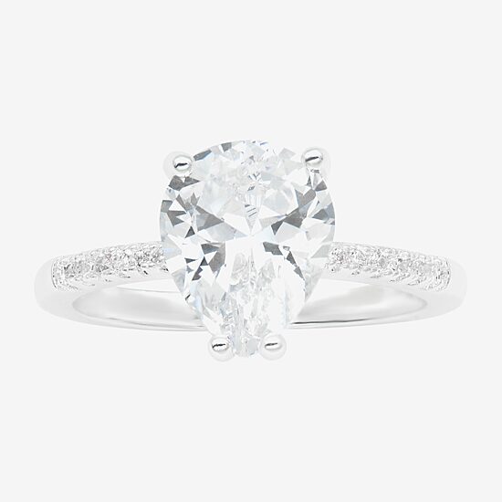Sparkle Allure Womens Cubic Zirconia Pure Silver Over Brass Pear Engagement Ring