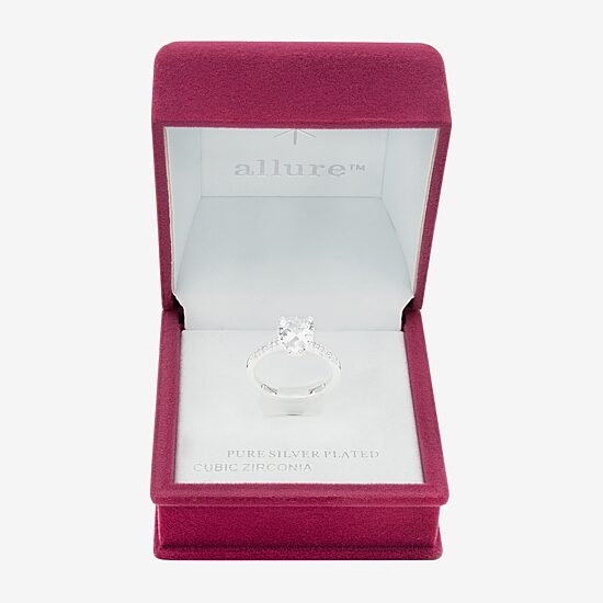 Sparkle Allure Womens Cubic Zirconia Pure Silver Over Brass Pear Engagement Ring
