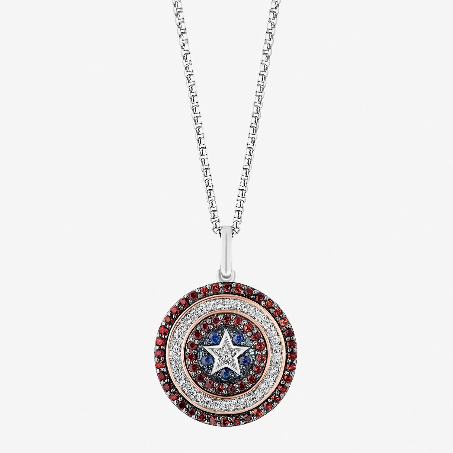 Marvel Fine Jewelry Shield Womens 1/8 CT. T.W. Genuine Red Garnet 14K Rose Gold Over Silver Sterling Silver 18 Inch Pendant Necklace