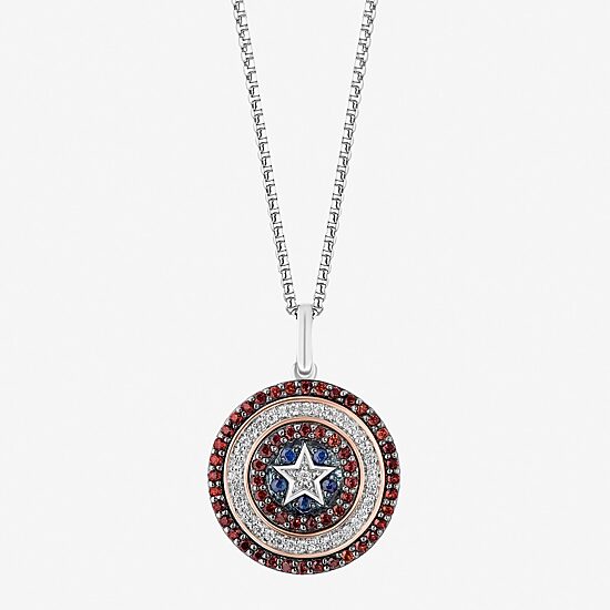 Marvel Fine Jewelry Shield Womens 1/8 CT. T.W. Genuine Red Garnet 14K Rose Gold Over Silver Sterling Silver 18 Inch Pendant Necklace
