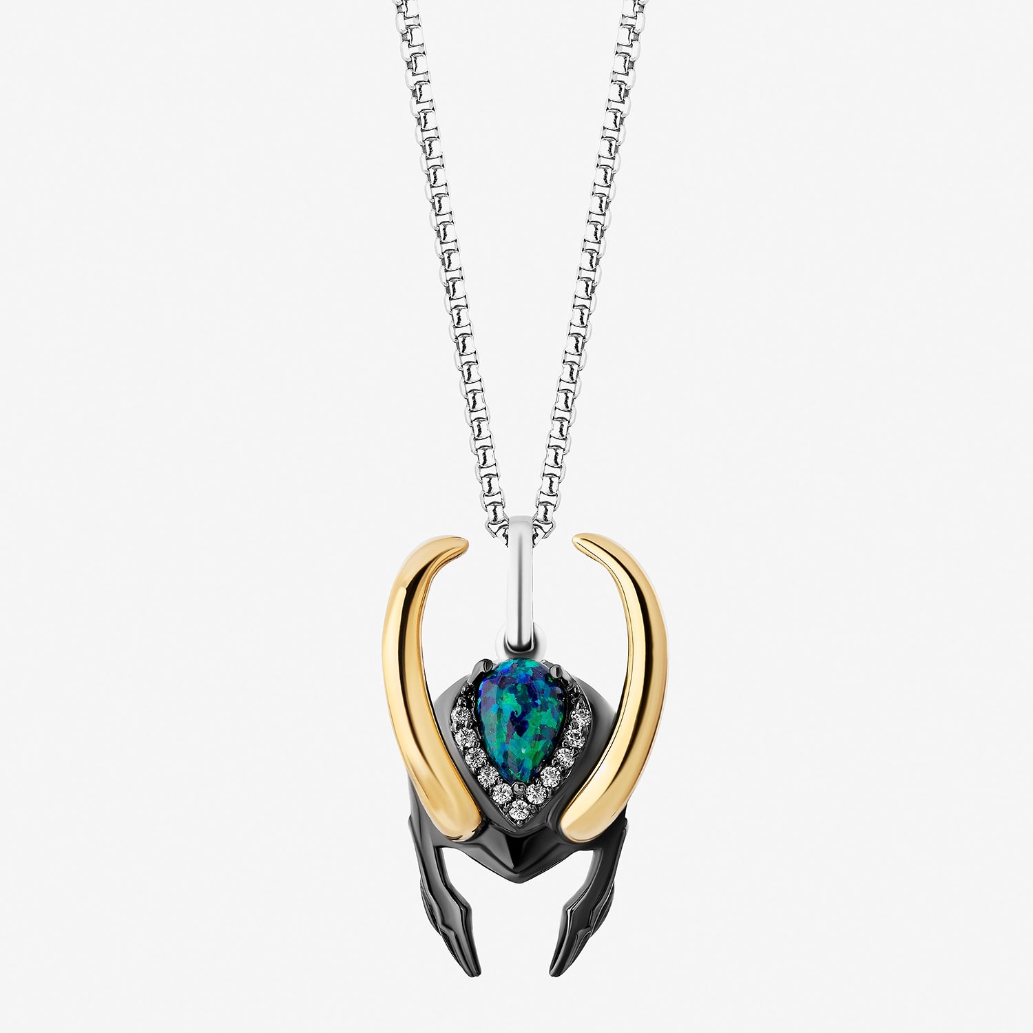 Marvel Fine Jewelry Womens Diamond Accent Lab Created Green Opal 14K Gold Over Silver Sterling Silver 18 Inch Pendant Necklace