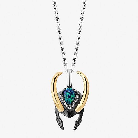 Marvel Fine Jewelry Womens Diamond Accent Lab Created Green Opal 14K Gold Over Silver Sterling Silver 18 Inch Pendant Necklace
