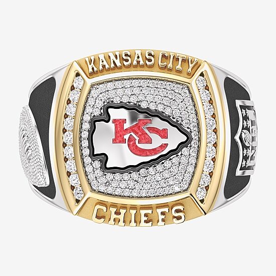 True Fans Fine Jewelry Kansas City Chiefs Mens 1/2 CT. Natural White Diamond 10K Two Tone Gold Arrow Fashion Ring