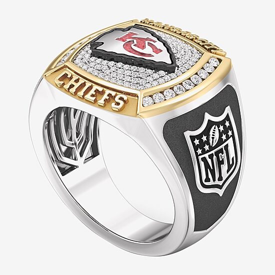 True Fans Fine Jewelry Kansas City Chiefs Mens 1/2 CT. Natural White Diamond 10K Two Tone Gold Arrow Fashion Ring