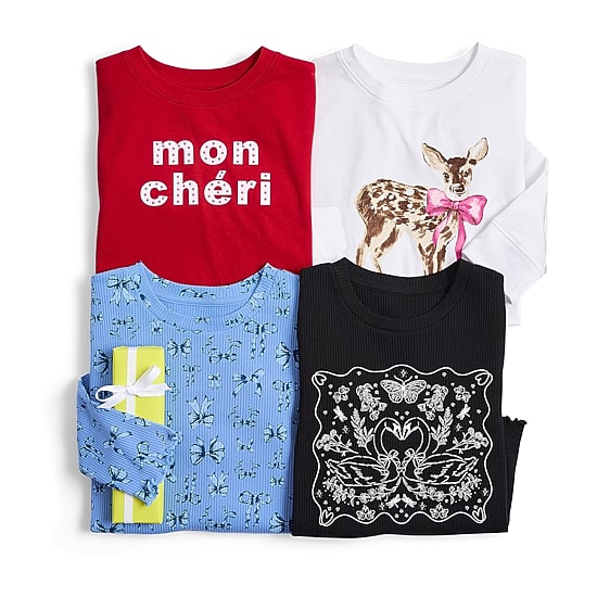 Thereabouts Little & Big Kid Girls Crew Neck Long Sleeve Regular Fit Graphic T-Shirt