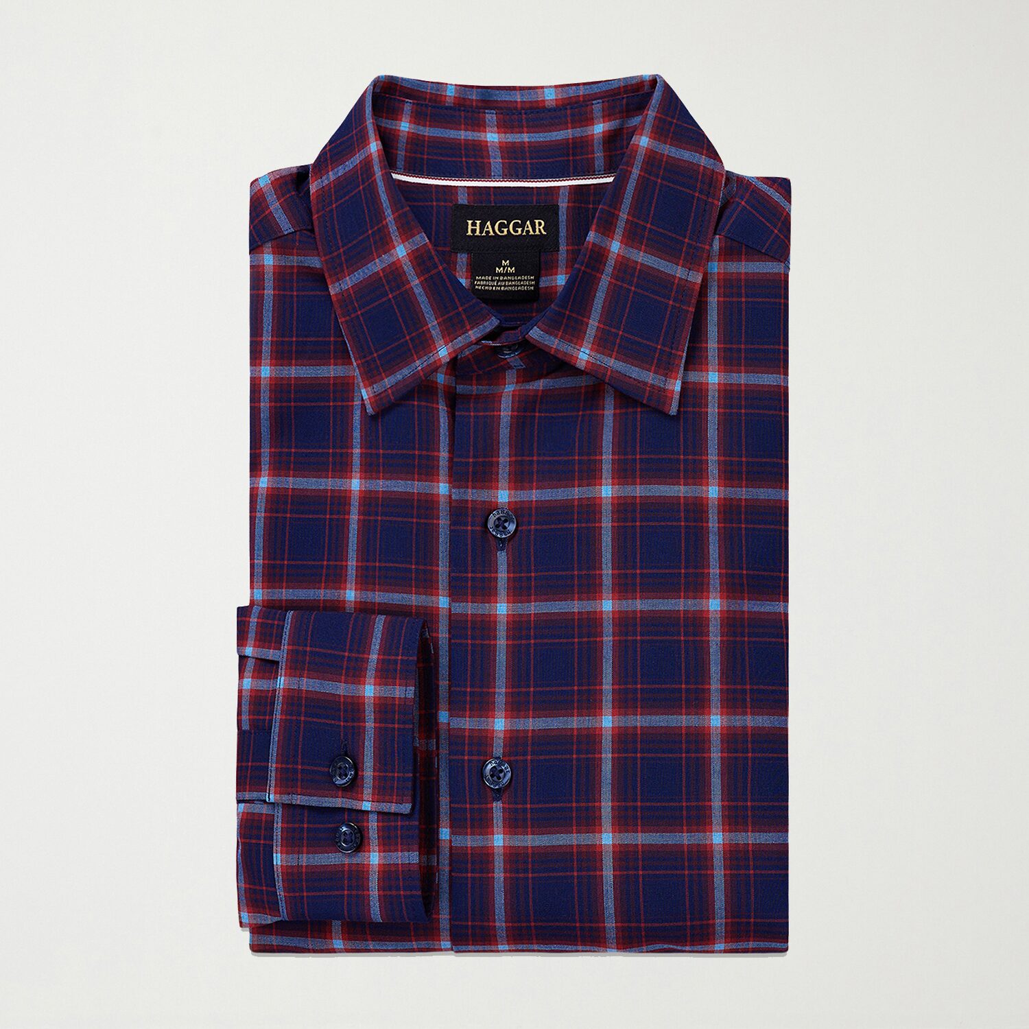 Haggar Mens Long Sleeve Regular Fit Big and Tall Button-Down Shirt