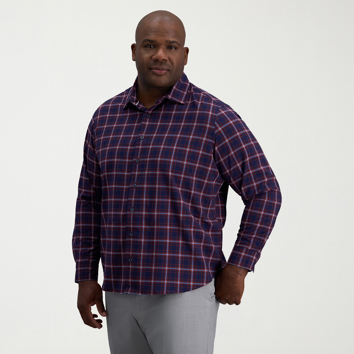 Haggar Mens Long Sleeve Regular Fit Big and Tall Button-Down Shirt