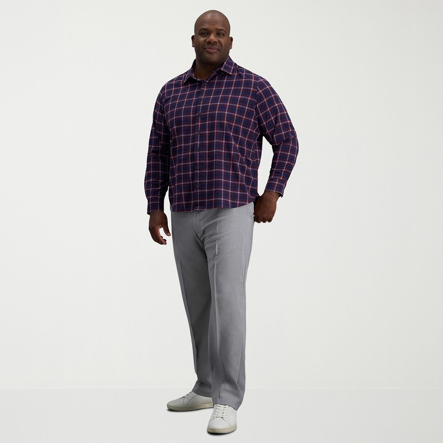 Haggar Mens Long Sleeve Regular Fit Big and Tall Button-Down Shirt