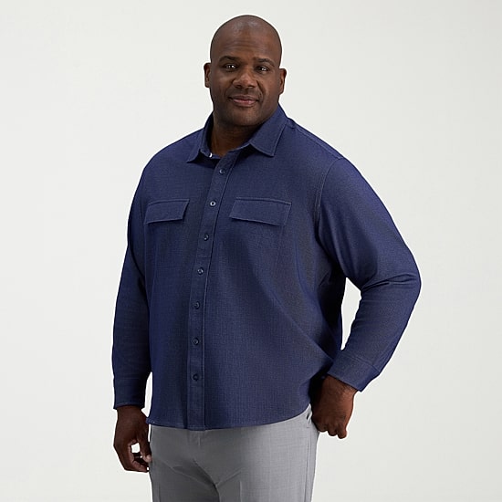 Haggar Mens Long Sleeve Regular Fit Big and Tall Button-Down Shirt