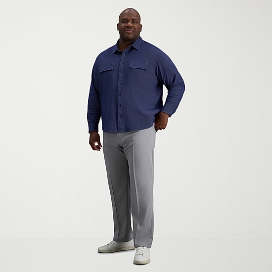 Haggar Mens Long Sleeve Regular Fit Big and Tall Button-Down Shirt