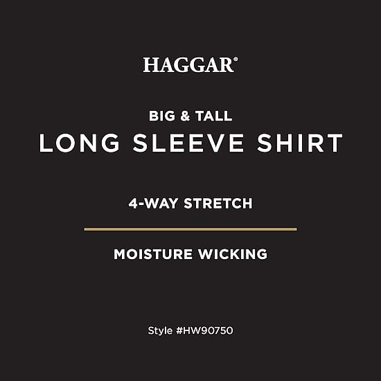 Haggar Mens Long Sleeve Regular Fit Big and Tall Button-Down Shirt