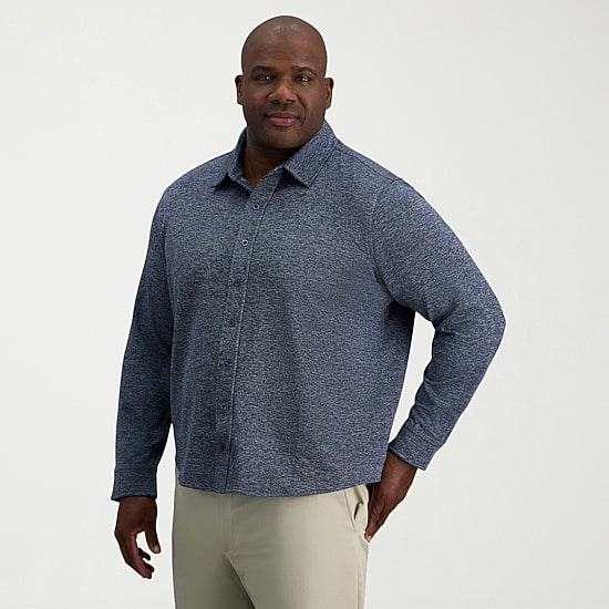 Haggar Mens Long Sleeve Regular Fit Big and Tall Button-Down Shirt
