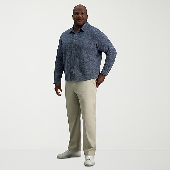 Haggar Mens Long Sleeve Regular Fit Big and Tall Button-Down Shirt