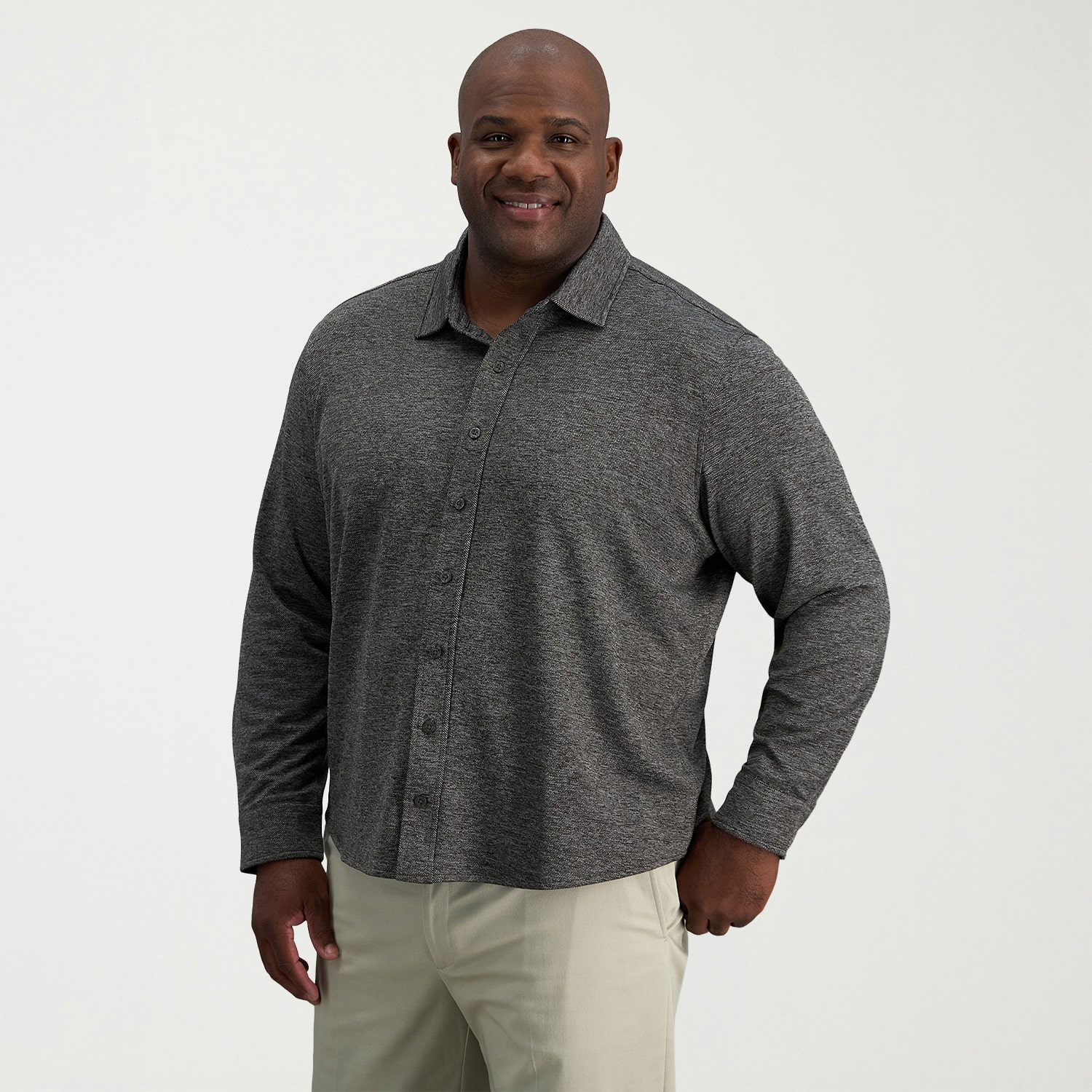 Haggar Mens Long Sleeve Regular Fit Big and Tall Button-Down Shirt