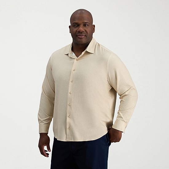 Haggar Mens Long Sleeve Regular Fit Big and Tall Button-Down Shirt