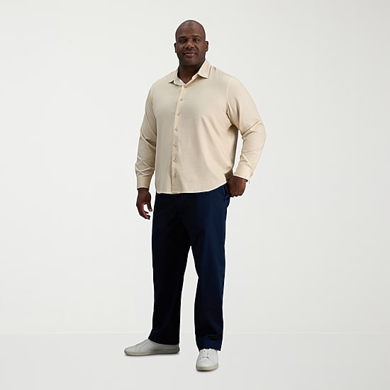 Haggar Mens Long Sleeve Regular Fit Big and Tall Button-Down Shirt