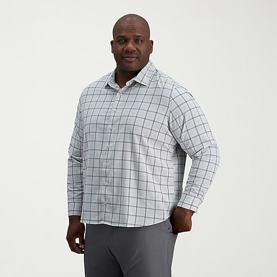 Haggar Mens Long Sleeve Regular Fit Big and Tall Button-Down Shirt