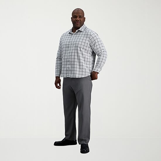 Haggar Mens Long Sleeve Regular Fit Big and Tall Button-Down Shirt