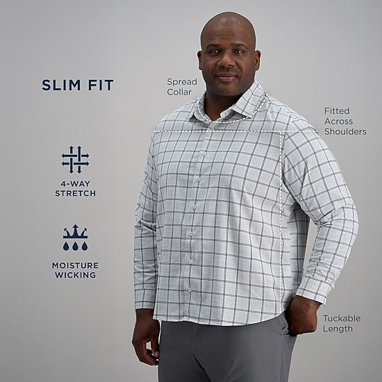 Haggar Mens Long Sleeve Regular Fit Big and Tall Button-Down Shirt