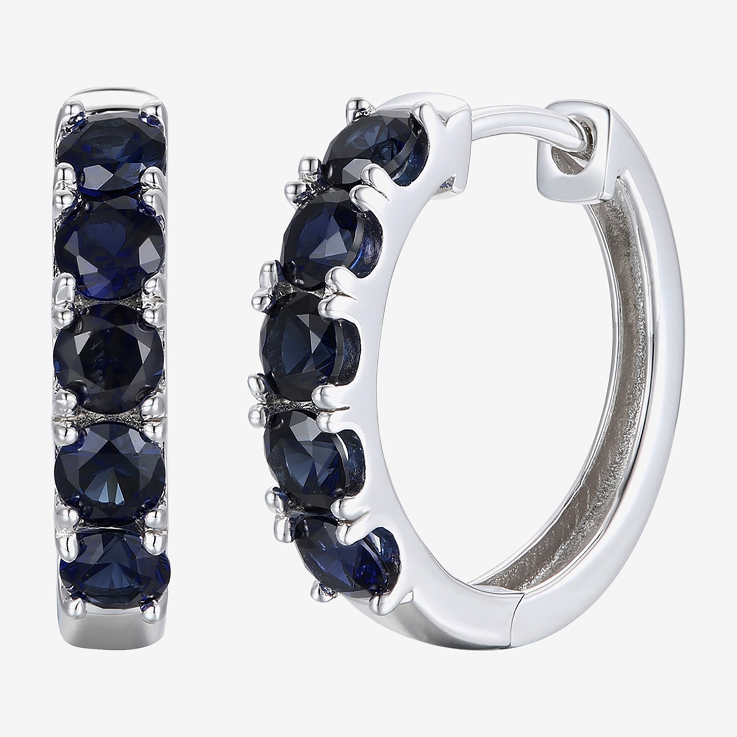 Womens Genuine Gemstone 10K Gold 13mm Hoop Earrings