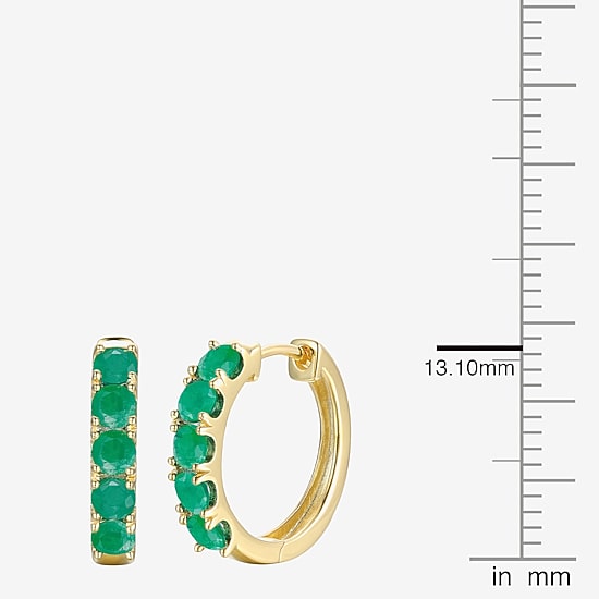 Womens Genuine Gemstone 10K Gold 13mm Hoop Earrings