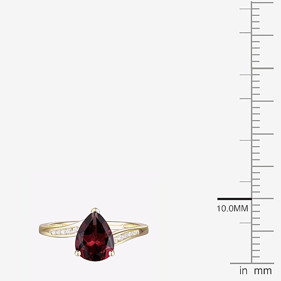 (I-J/I2-I3) Womens 1/10 CT. T.W. Natural Diamond and Genuine Gemstone 10K Gold Pear Side Stone Bypass  Cocktail Ring