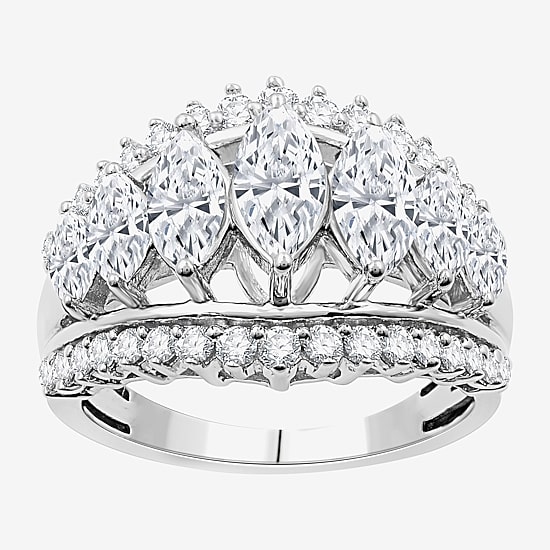 (G, Si1-Si2) Womens 2 1/2 CT. T.W. Lab Grown White Diamond 10K Gold Cocktail Ring