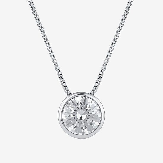 (F / Si2) Womens 2 CT. Lab Grown White Diamond 10K Gold Round 18 Inch Pendant Necklace