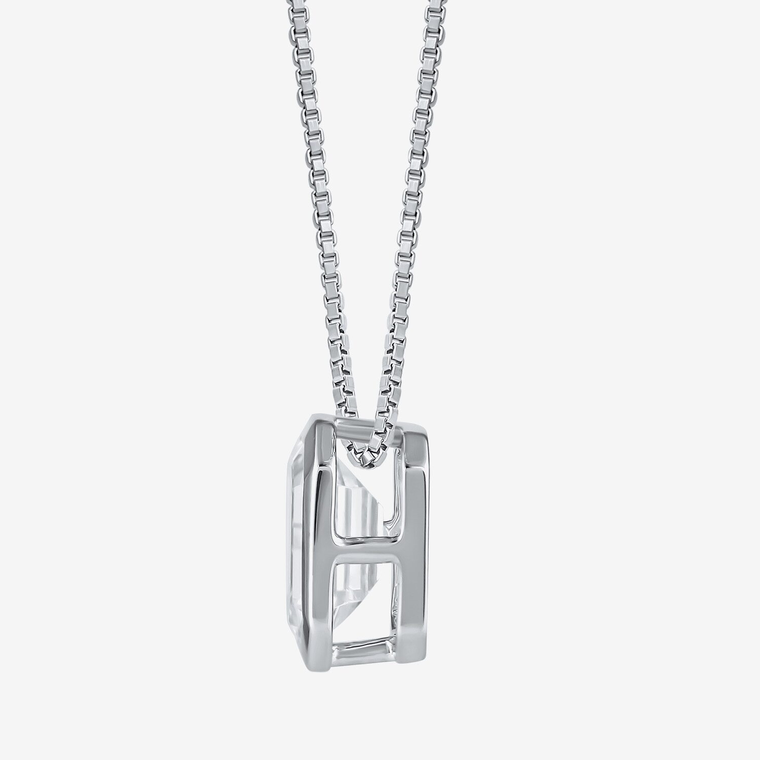 (F / Si2) Womens 2 CT. Lab Grown White Diamond 10K White Gold Emerald 18 Inch Pendant Necklace