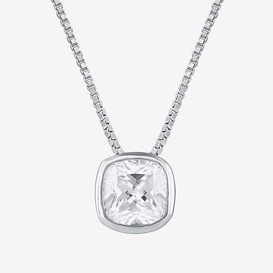 (F / Si2) Womens 2 CT. Lab Grown White Diamond 10K Gold Cushion 18 Inch Pendant Necklace