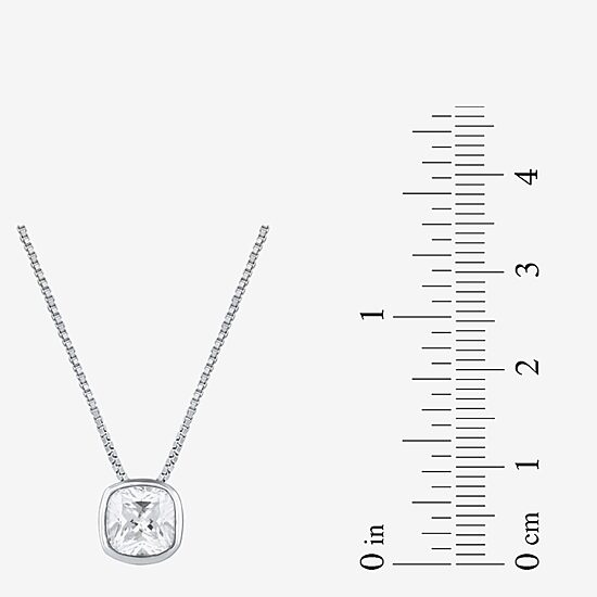 (F / Si2) Womens 2 CT. Lab Grown White Diamond 10K Gold Cushion 18 Inch Pendant Necklace