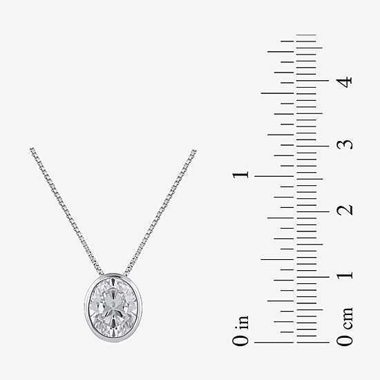 (F / Si2) Womens 2 CT. Lab Grown White Diamond 10K Gold Oval 18 Inch Pendant Necklace