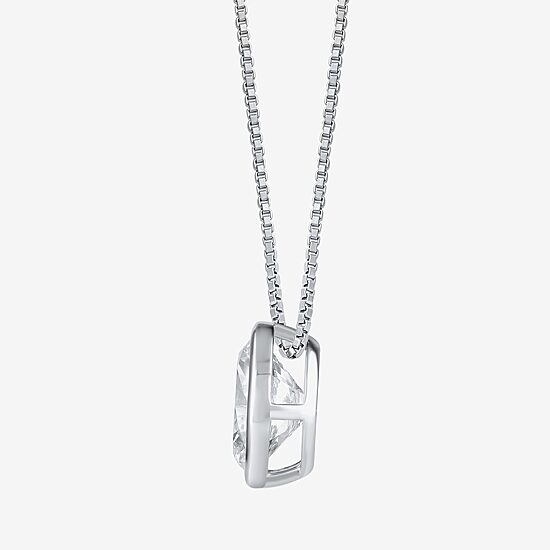 (F / Si2) Womens 2 CT. Lab Grown White Diamond 10K Gold Oval 18 Inch Pendant Necklace