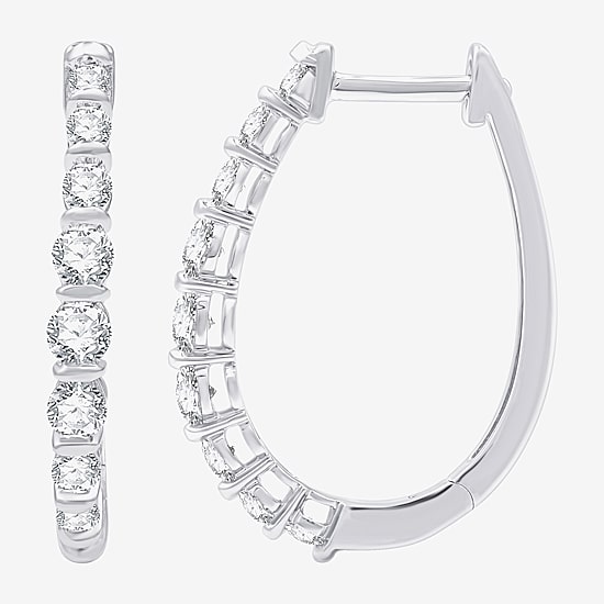 (G, Si1-Si2) Womens 1 CT. T.W. Lab Grown White Diamond 14K Gold Over Silver 3 Pair Jewelry Set