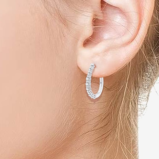 (G, Si1-Si2) Womens 1 CT. T.W. Lab Grown White Diamond 14K Gold Over Silver 3 Pair Jewelry Set