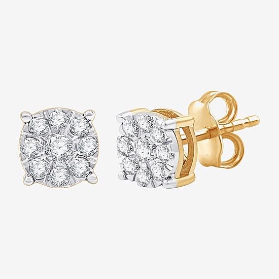 (G, Si1-Si2) Womens 1 CT. T.W. Lab Grown White Diamond 14K Gold Over Silver 2 Pair Earring Set