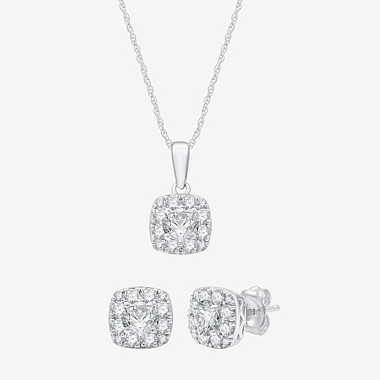 (G, Si1-Si2) Womens 2 CT. T.W. Lab Grown White Diamond Sterling Silver Cushion 2-pc. Jewelry Set