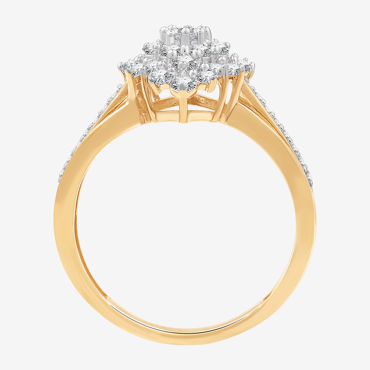 (G, Si1-Si2) Womens 3/4 CT. T.W. Lab Grown White Diamond 14K Gold Over Silver Cluster Cocktail Ring