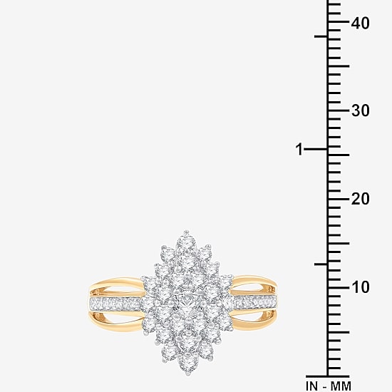 (G, Si1-Si2) Womens 3/4 CT. T.W. Lab Grown White Diamond 14K Gold Over Silver Cluster Cocktail Ring