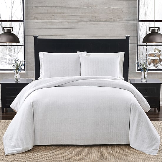 London Fog Herringbone Flannel Duvet Cover Set