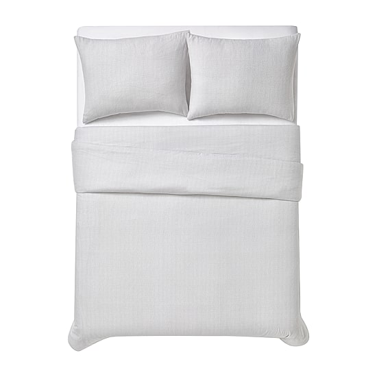 London Fog Herringbone Flannel Duvet Cover Set