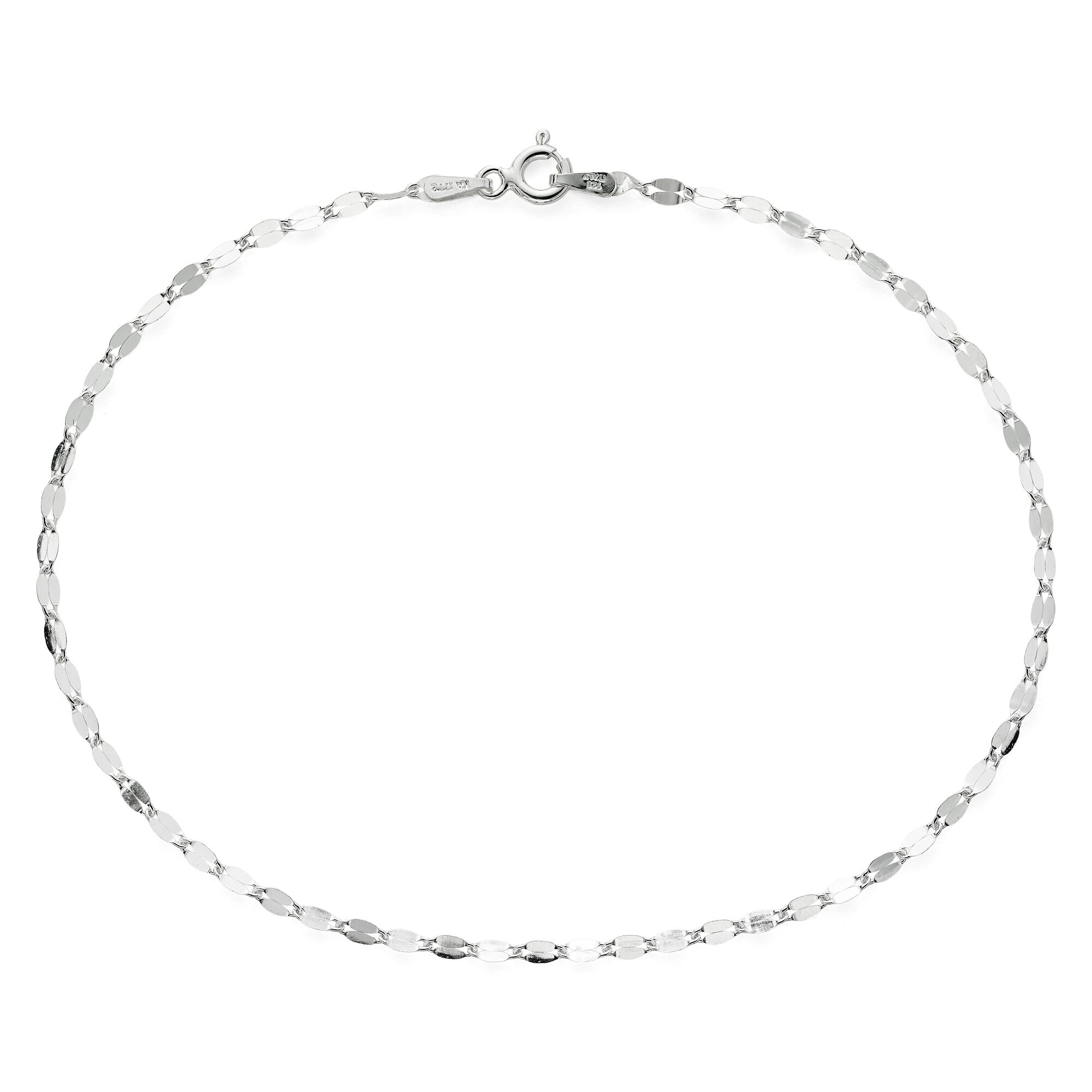 Sterling Silver 9½" Flat Link Ankle Bracelet