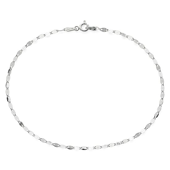Sterling Silver 9½" Flat Link Ankle Bracelet